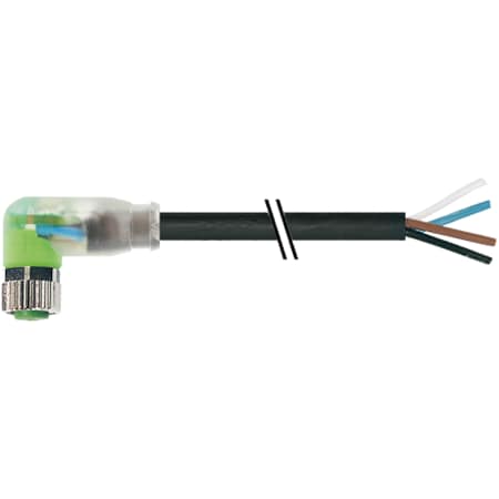 Murrelektronik M8 female receptacle front mount incl. nut, wires PP 3x0.25 0.2m 7000-08102-6210500